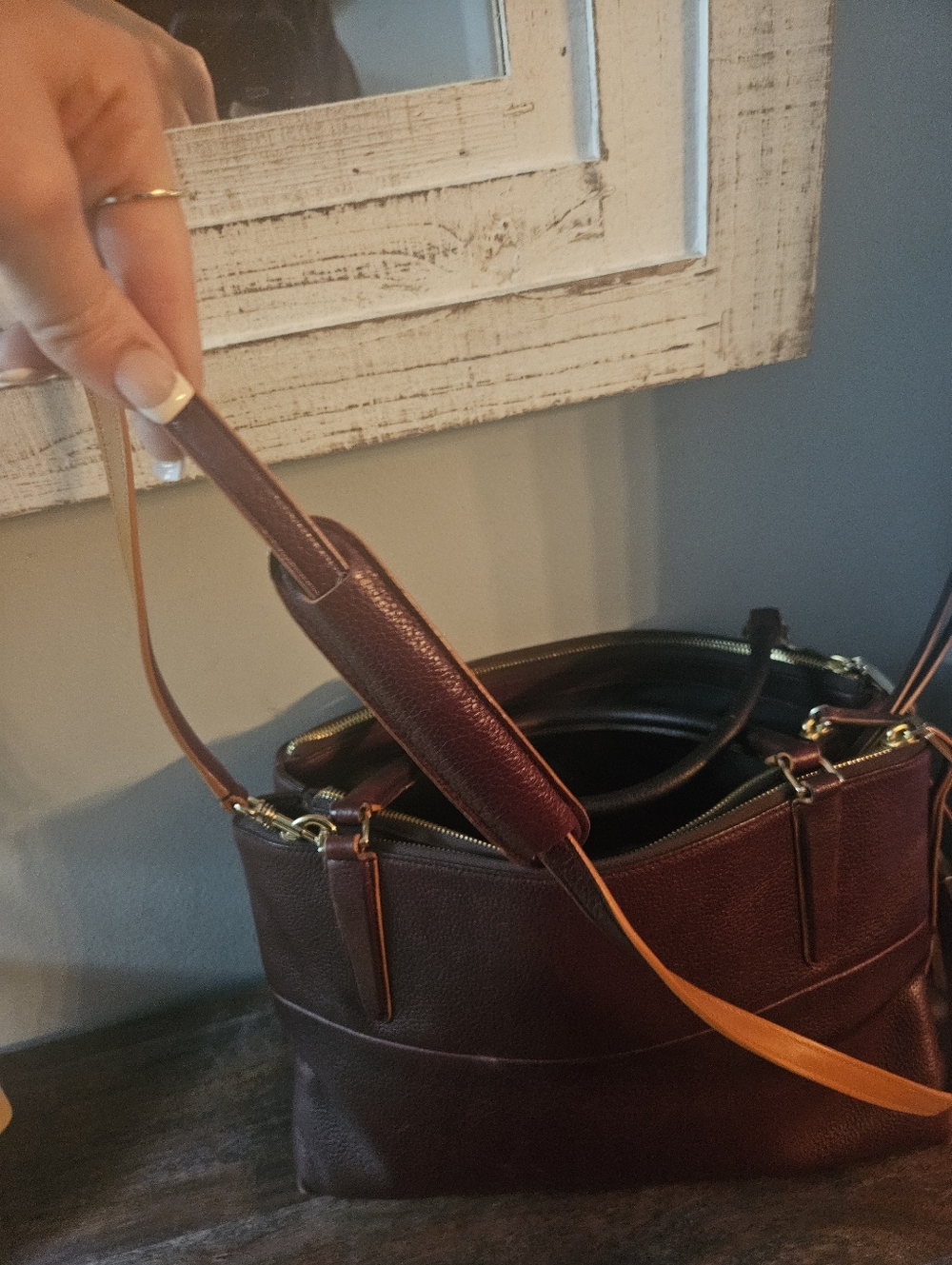 Coach Borough Pebbled Leather in Oxblood Burgundy - Picture 6 of 15